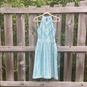 Ann Taylor blue/green Paisley Stripe print Sz 4